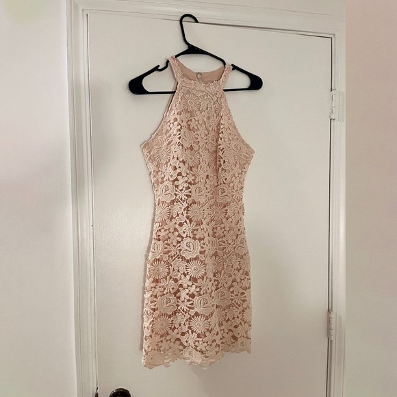 Lulu's - Love Poem Blush Pink Lace Mini Dress (M) - Picture 4 of 7